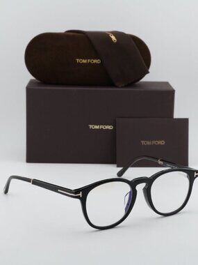 Tom Ford FT5891-F-B 005 Round Eyeglasses 51mm - Black / Blue Light Block